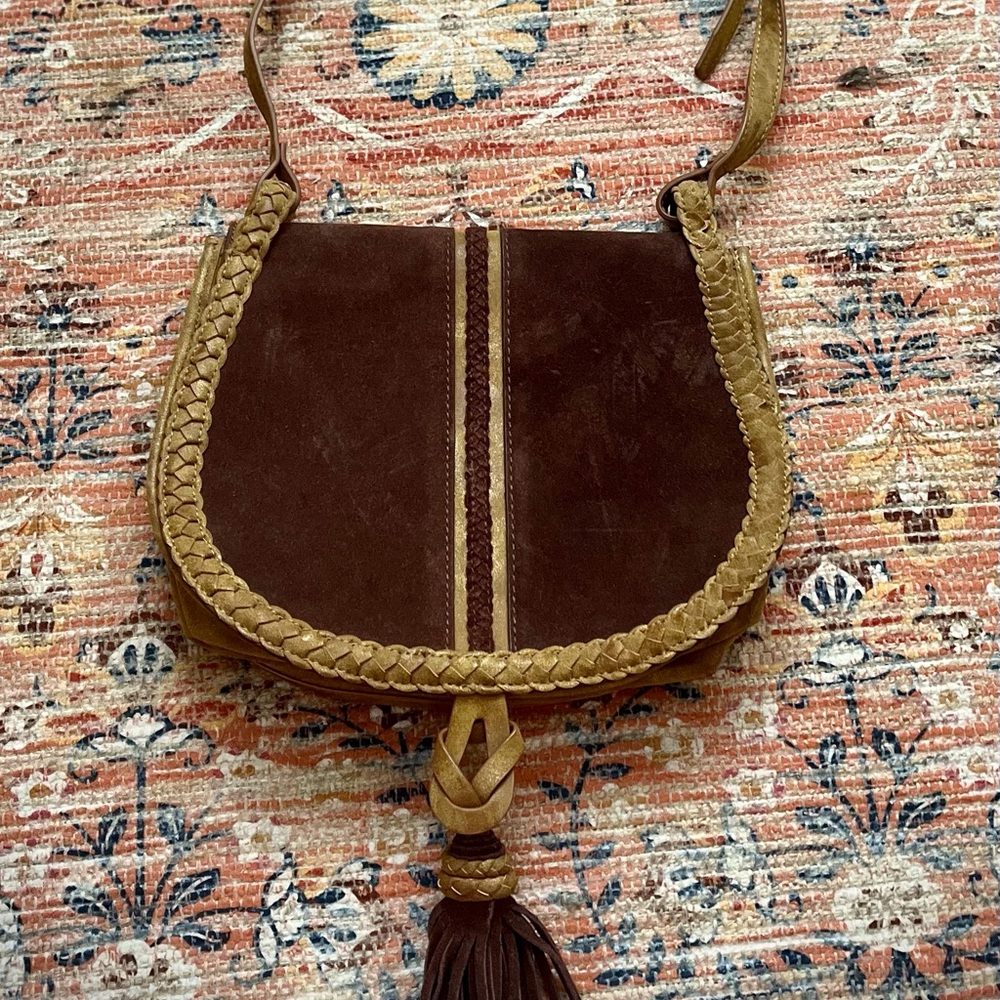 Beautiful Nordstrom Crossbody bag brown suede with paisley interior!